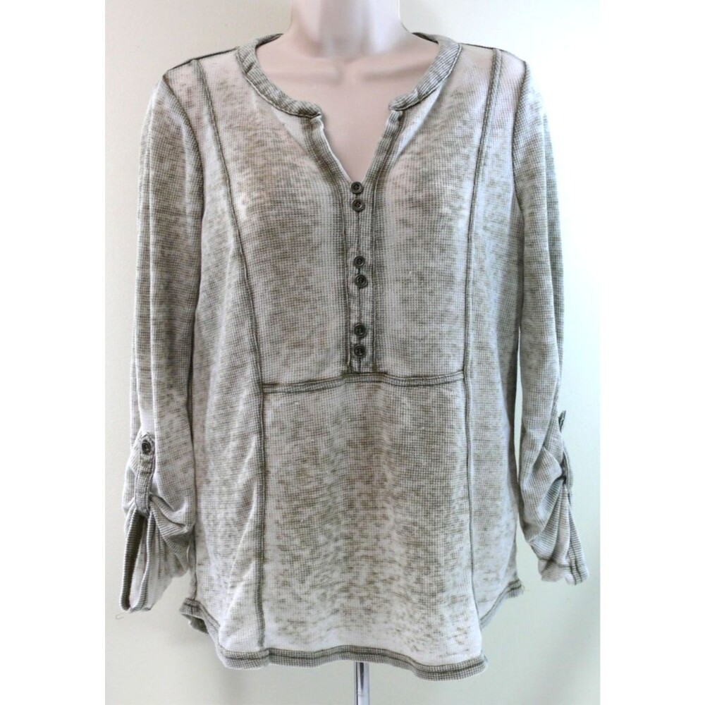 Jane & Delancey anthropoliogie brand grunge waffle knit henley Top size M